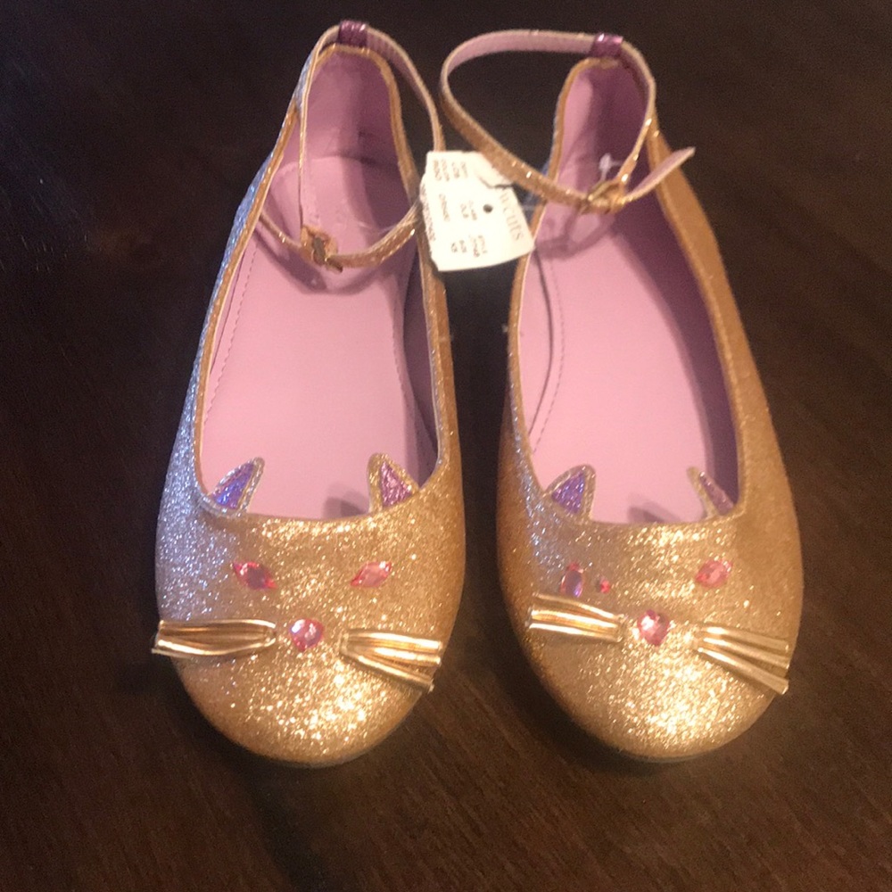 Crewcuts Cat glitter flats Kids Size 5